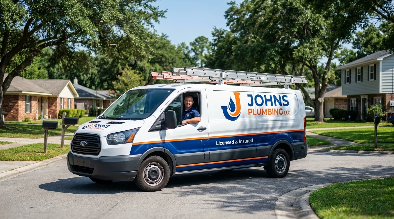 Johns Plumbing LLC service van in Adairsville, GA