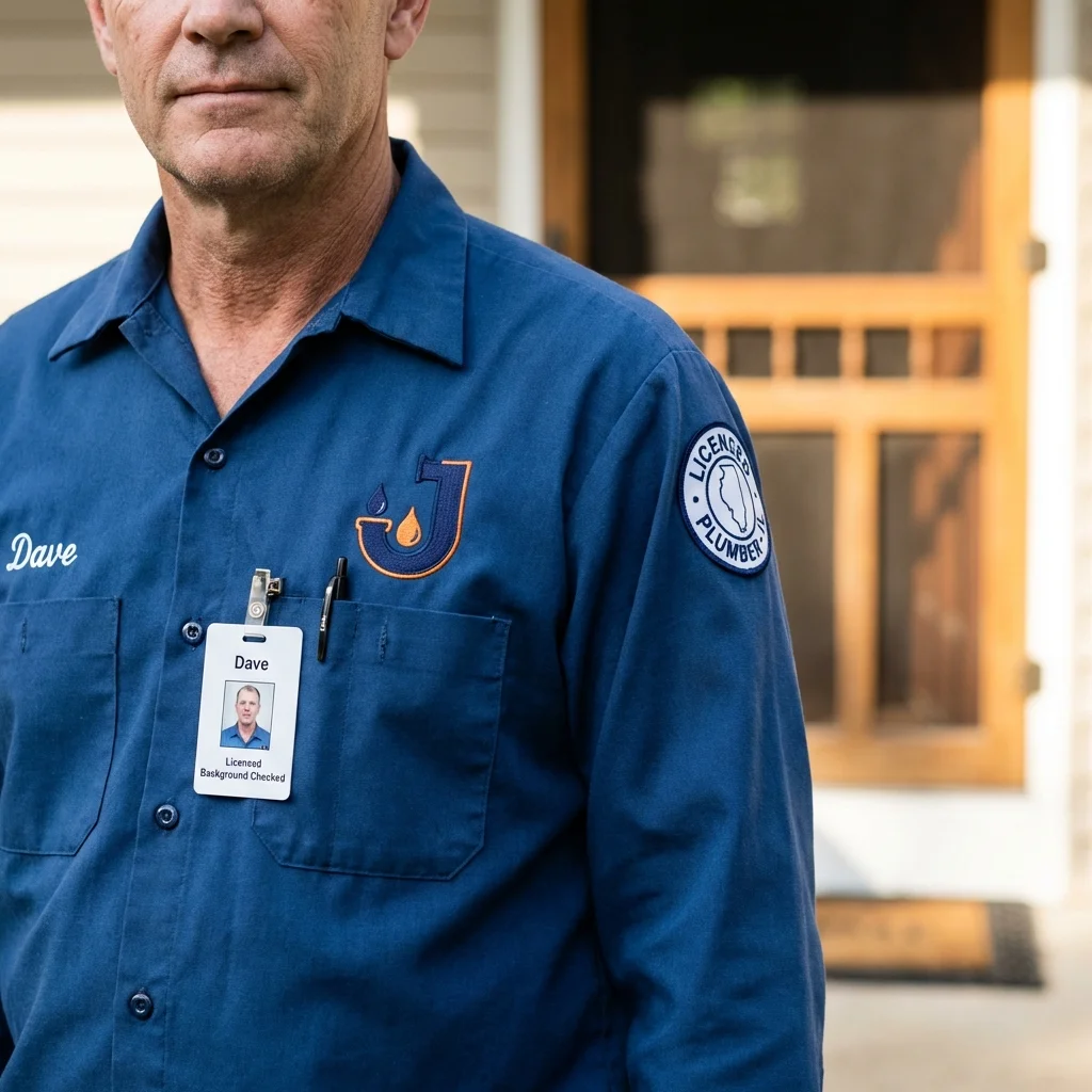 Licensed plumber showing ID badge in Adairsville, GA