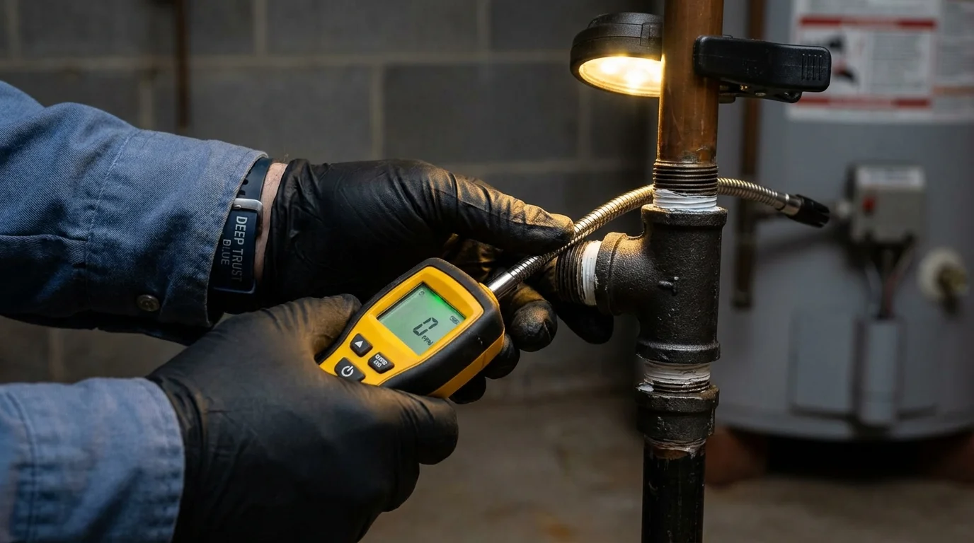 Gas leak detection with electronic sniffer by Johns Plumbing LLC in Adairsville