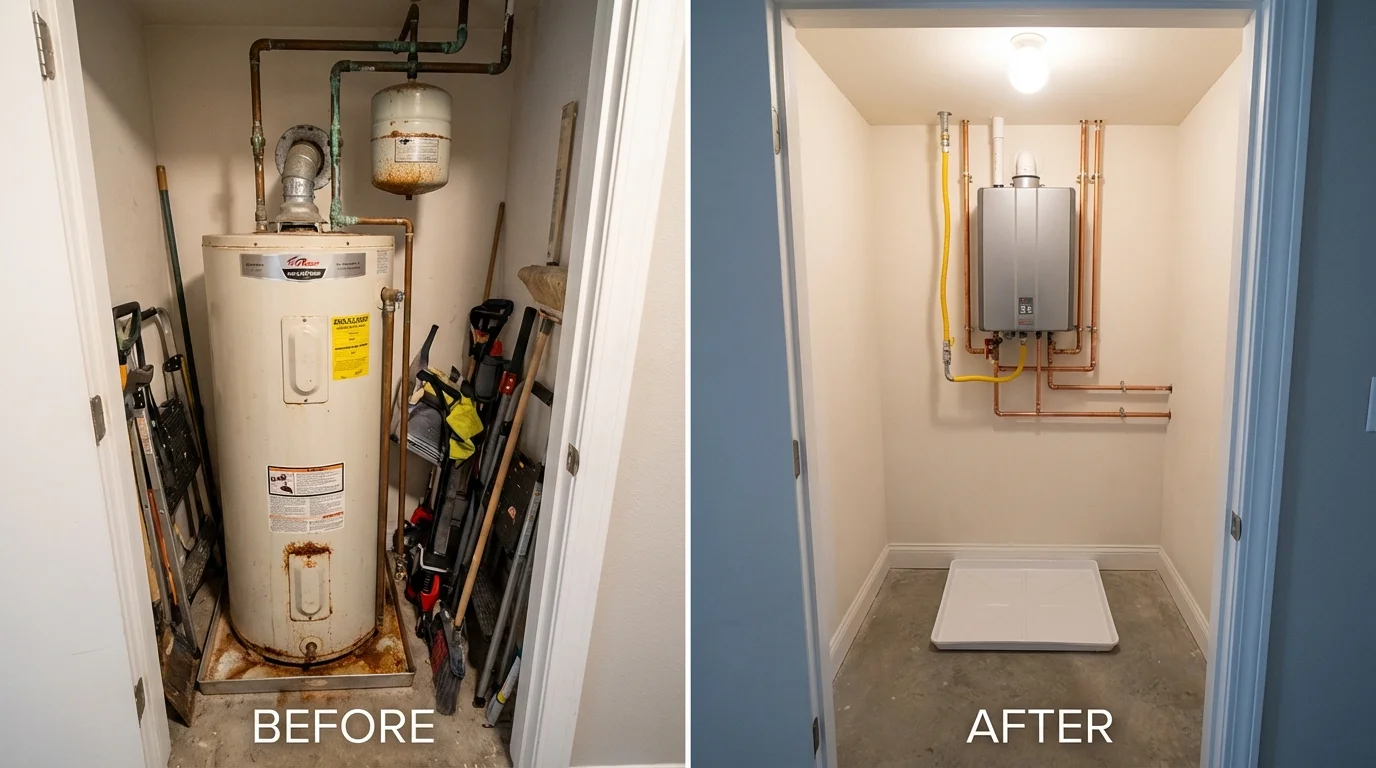 Tank water heater versus wall-mounted tankless unit comparison for Adairsville, GA homeowners