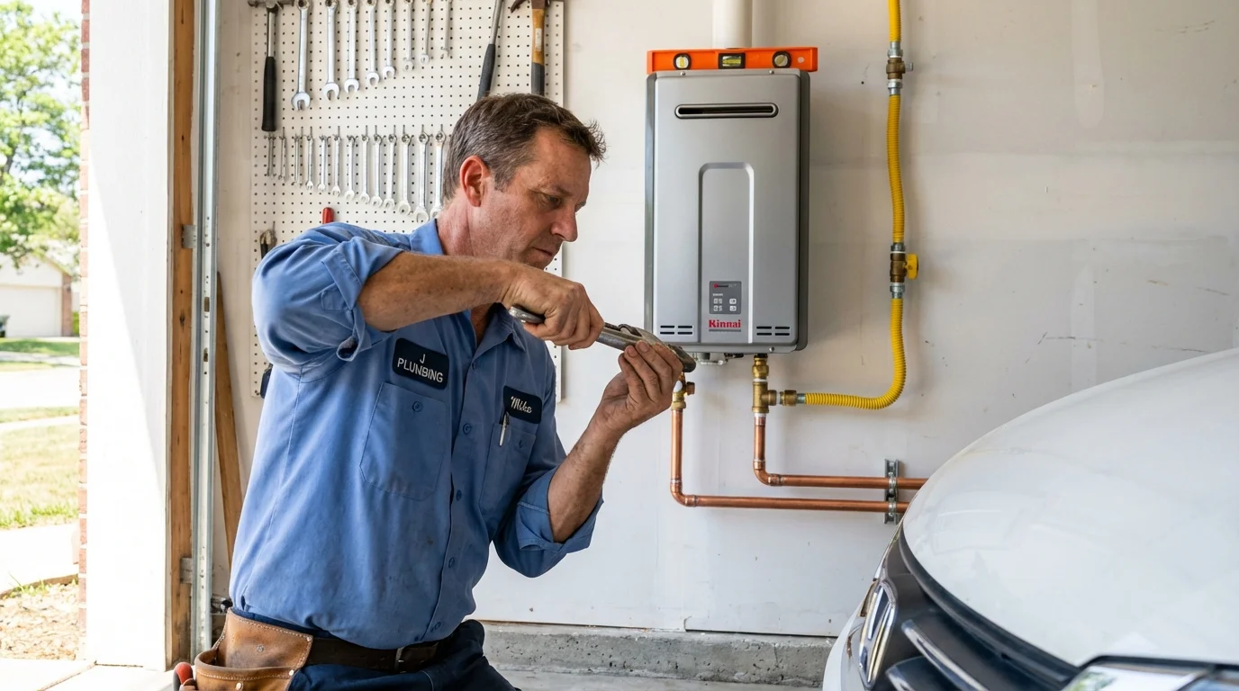 Tankless water heater installation by a Johns Plumbing LLC plumber in Adairsville